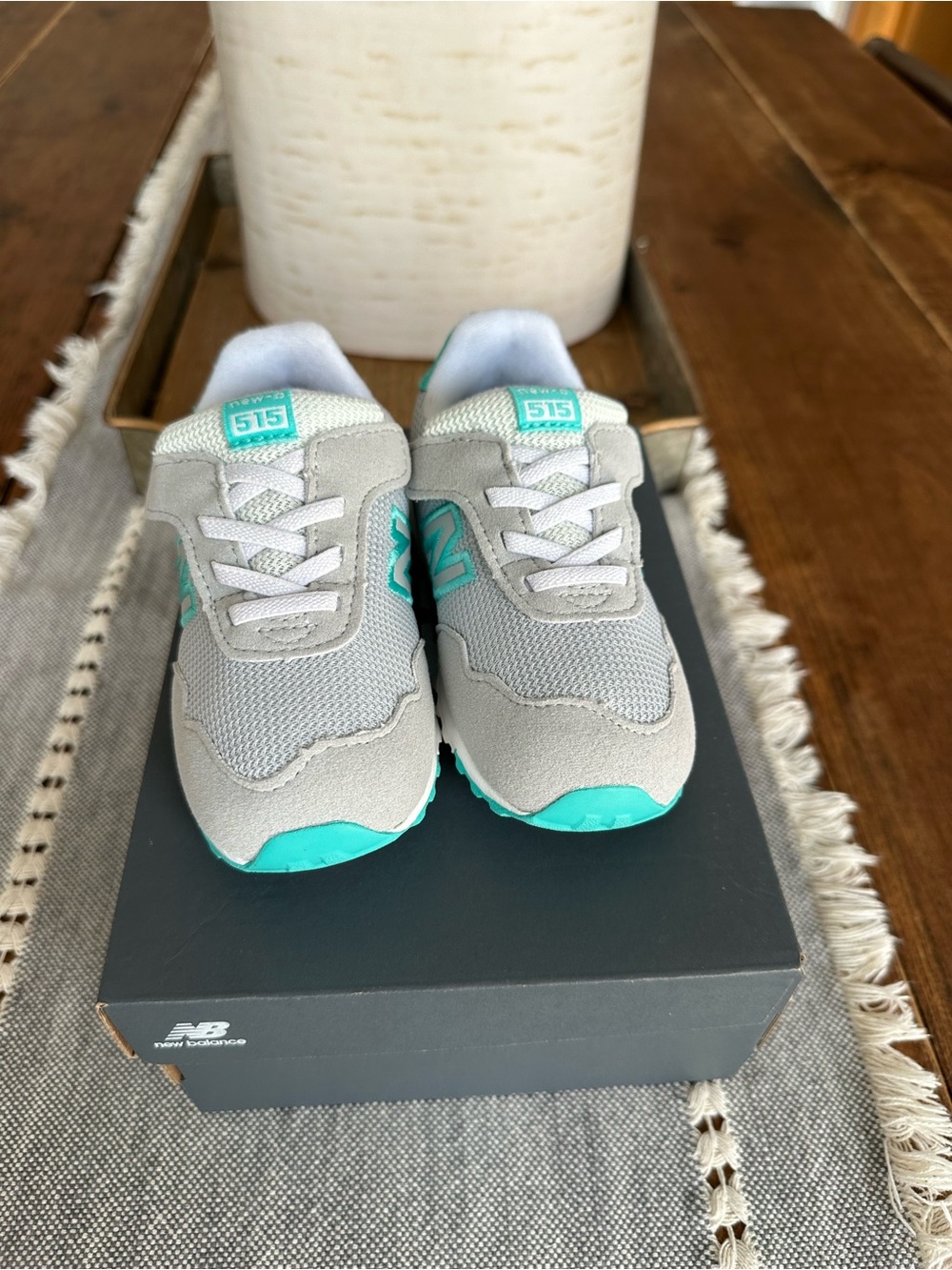 New Balance Kids' 515 Grey & Teal Casual Sneakers - Picture 2 of 7